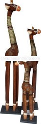 WOOD GIRRAFE ANIMAL STATUE 03