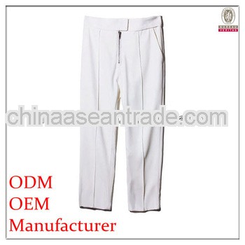 trendy designed new style white pants with zipper closure