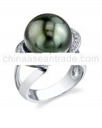 13mm Tahitian Pearl & Diamond Saturn Ring