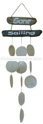 Driftwood sign with capiz chime