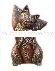 Sitting Cat Wood Carving