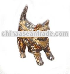 Walking Cat Wood Carving