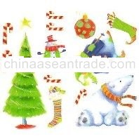 Merry Christmas Polar Bear Wreath Wall Decor Stickers
