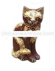 Sitting Cat Wood Carving