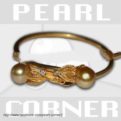 Antique 22K Solid Gold Bracelet With 2 South Seawater Pearl