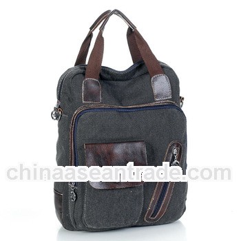 unique fashion canvas fashion leahter balck bag