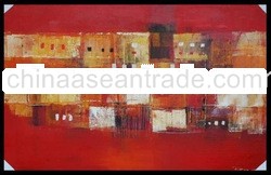 Red many square abstract painting