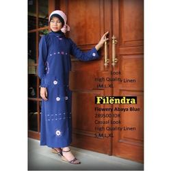 Flowery Abaya Blue Clothing