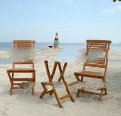 Teak Outdoor Furniture: Round Folding Table and Hanton Folding Chair