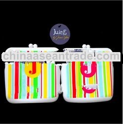 Women's Colourful Pinstripe Silver Chain Silicon Jolly Bag