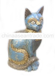 Sitting Cat Wood Carving