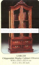 Chippendale Display Cabinet 4 Drawer Mahogany Indoor Furniture