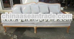 French Upholstered Sofa - Indonesian Mahogany Furniture