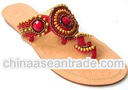 Beaded Leather Sandals