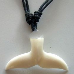 bone carving whale tail pendant for necklace