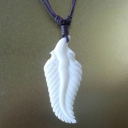 bone carving fern leaf pendant for necklace maori design