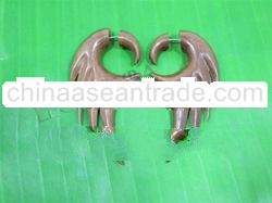 fake gauge wooden tribal earrings