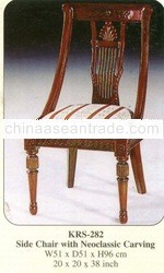 Side Chair with Neoclasic Carving Mahogany Indoor Furniture