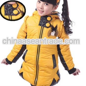 wholesale fall winter 2013 new kids garment children clothing girls down jackets solid longthening t