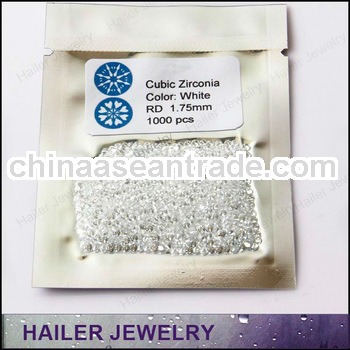 wholesale price of white 1.75mm round CZ stone