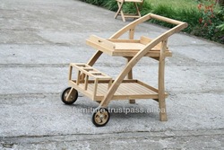  Outdoor Garden Small Solid Teak Wood Trolley