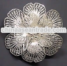 Brooch Filigree Silver Flower