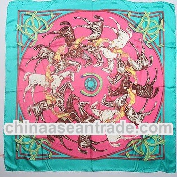 women fashion floral mulberry silk twill square scarf