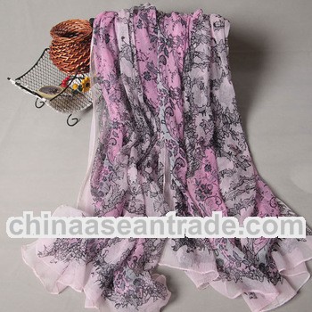 women fashion print scarf silk