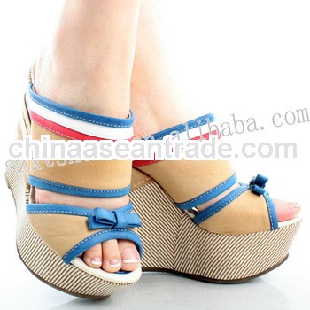 women fashion sandal 2013 wedge shoes super high heel mixture color thick sole