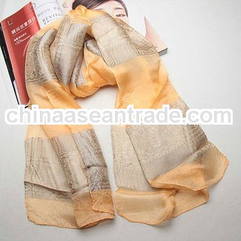 women fashion yellow silk scarf long