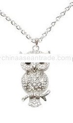 Rhinestone Owl Necklace