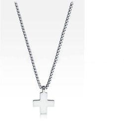 Men's Sterling Silver Greek Cross Necklace w/t Box Link Chain (Engravable)