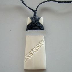 bone toki with carving pendant for necklace