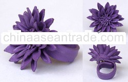 Leather Flower Ring