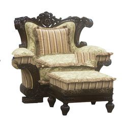 Lounge Carved Sofa with Upholstery Ottoman