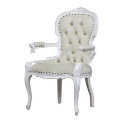 Mahogany White Painted Carved Arms Dining Chair