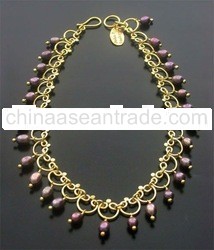 Brass necklace with Pearls