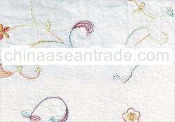 White Color Bordir Embroidered Cotton Fabric