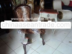 French Style Chair Leopard Animal Print Antique Side Chair Wooden Solid Mahogany Classic Vintage Eur