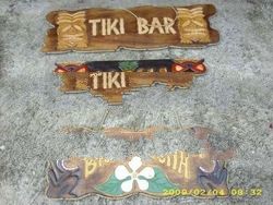 Antique Imitation Carving TIki Wooden Welcome Signs