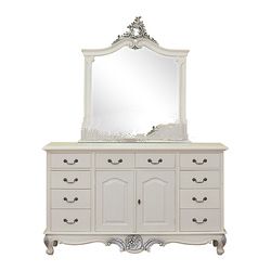 Cream Painted French Dressing Table with Mirror