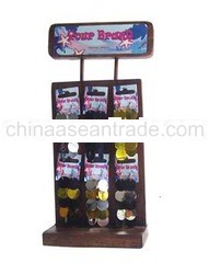 set of wooden earring with display stand