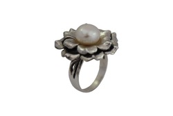 Pearl Ring ,Designer Ring , Silver Ring , Rose Flower Ring , Ring , Bali Jewelry