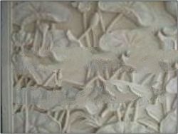 Natural Beige Bali Stone Relief Flower Carving Wall Decoration