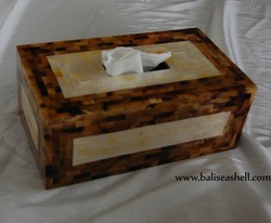 tisue box crafts from bai made with mother of pearl shell