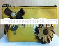 Bird & flower handmade cosmetic bag, wallets, purses