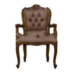 Mahogany Carved Chair with Upholstery