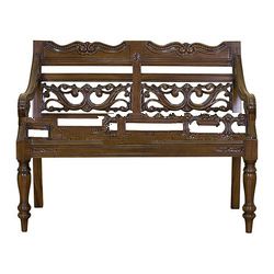 Heavy Carved Mahogany Bench