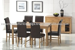 New C72 Dining Furniture / Wooden Table / Faux Leather Chairs