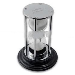 Elegant Chrome Silver Hourglass on Marble Base